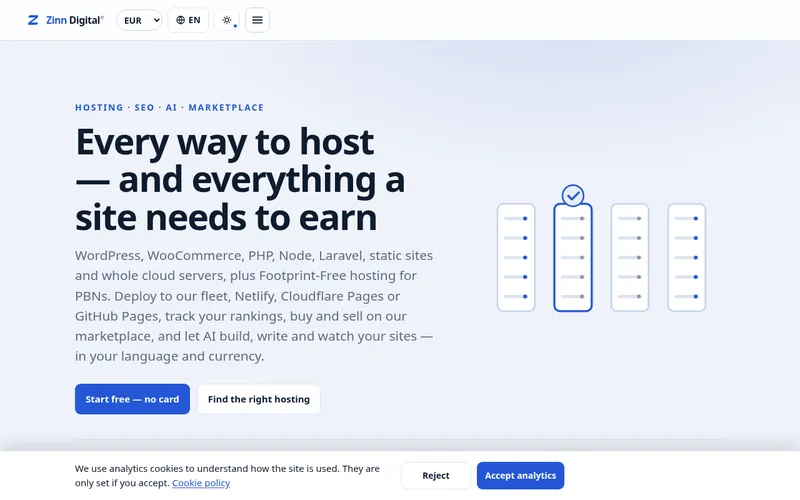 Screenshot of the Zinn Digital® homepage