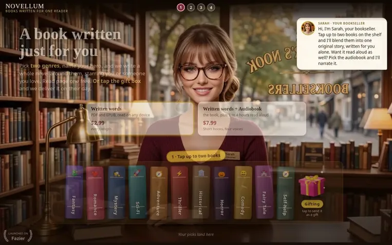 Screenshot of the Novellum homepage