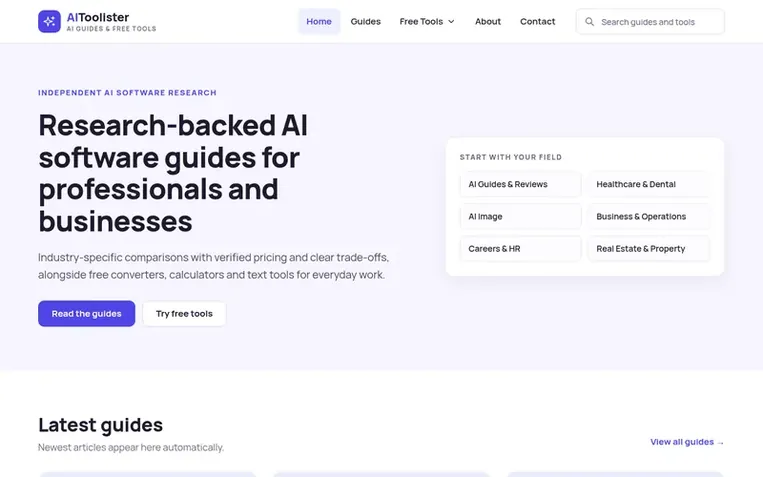 Screenshot of the AIToolister homepage
